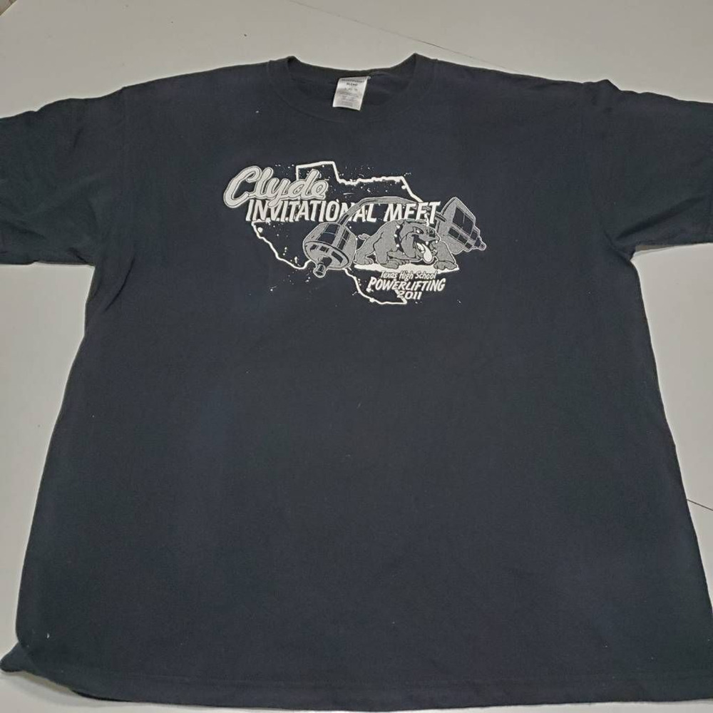Jerzees Mens Graphic T-Shirt Black‎ Clyde Invitational Meet Crew Neck Tee XL